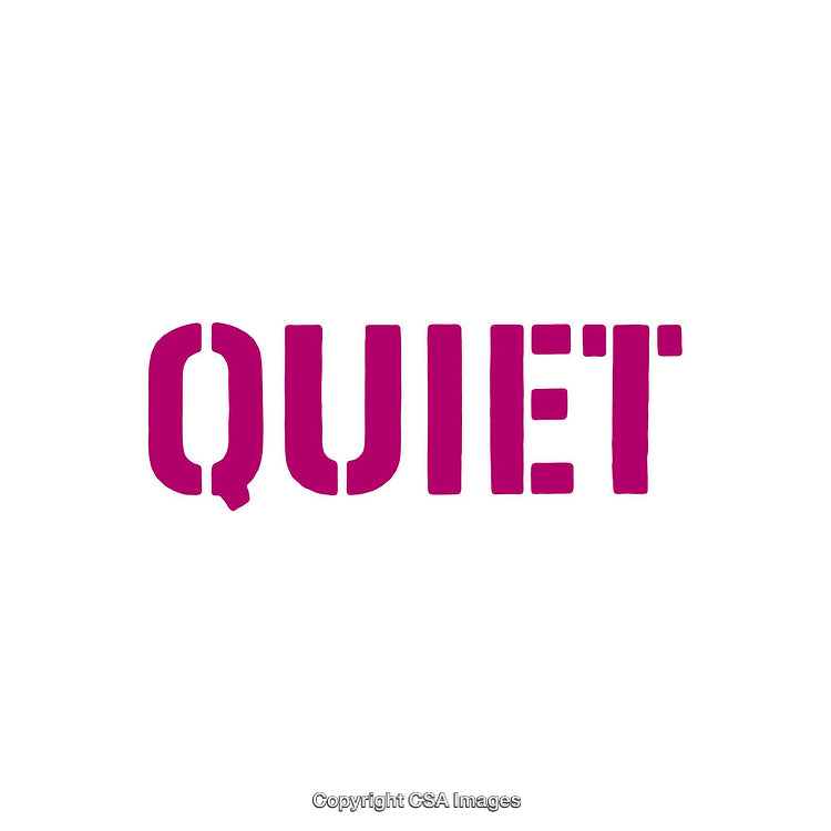 Bold Pink Text Design Reading 'Quiet' Against White Background