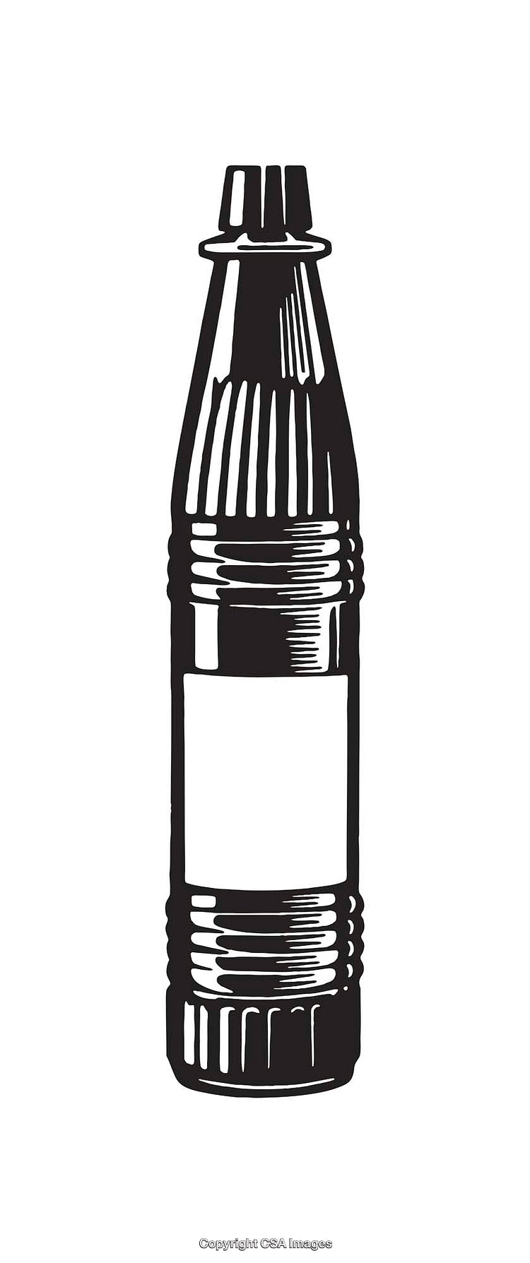 Black and White Line Art of a Beverage Bottle Illustration