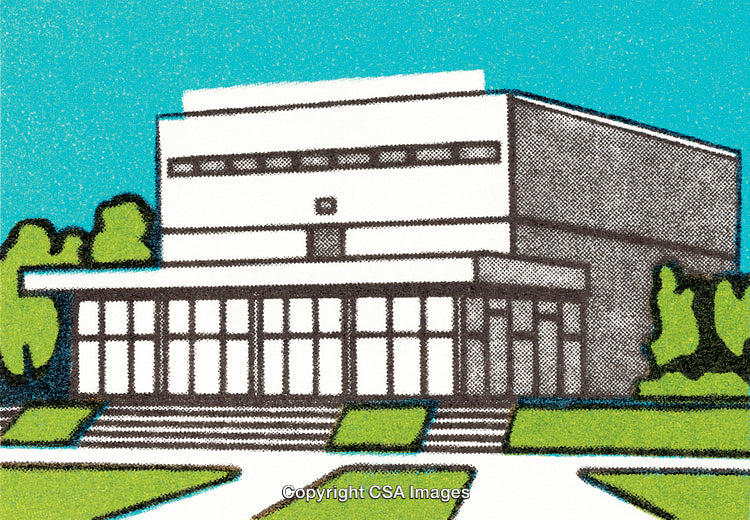 Modern Building Illustration Showcasing Minimalist Design and Architectural Geometry