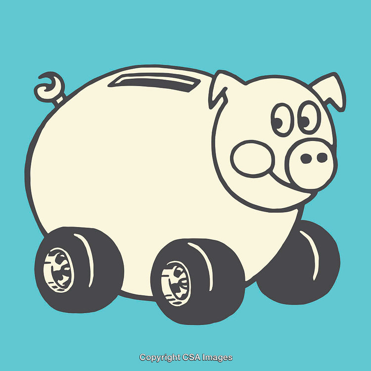 Creative Piggy Bank Illustration Combining Savings Concept With Mobility Charm
