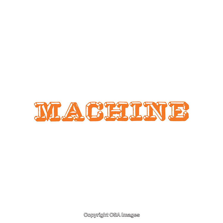 Orange Stylized Typography Design of the Word 'Machine' on White Background