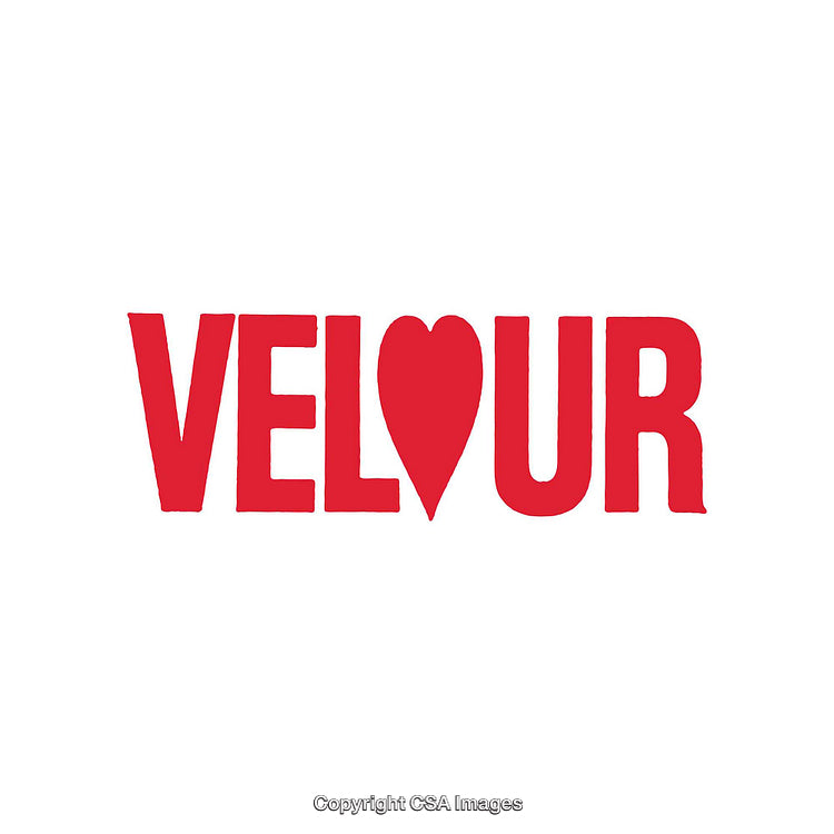 Red Velour Text Design with a Creative Heart Element on White Background