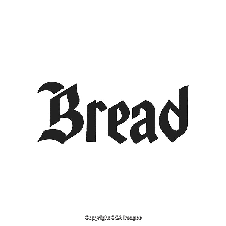 Vintage Gothic Typography Displaying the Word 'Bread' in Black on White