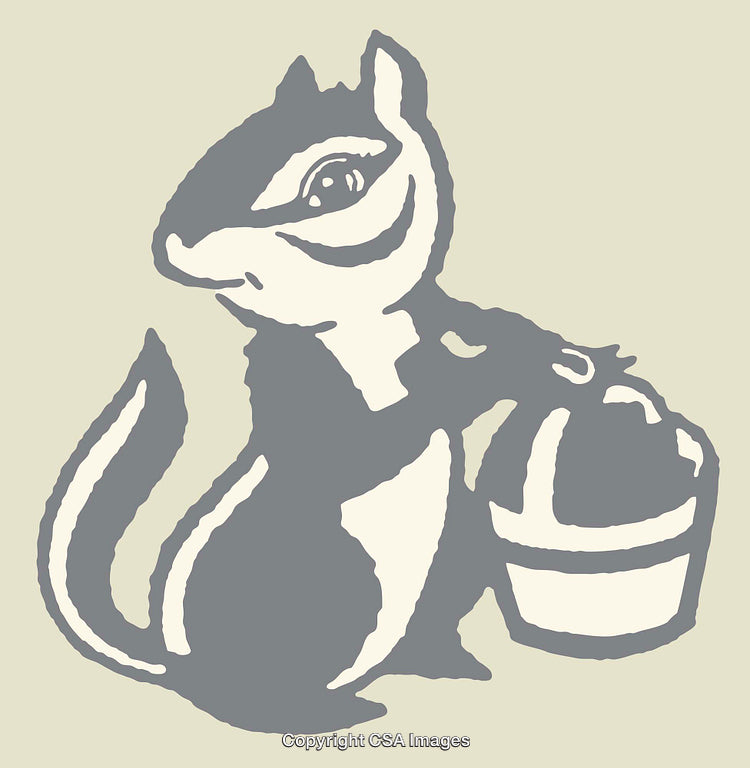 Color Illustration of a Squirrel Holding a Bucket with Playful Details