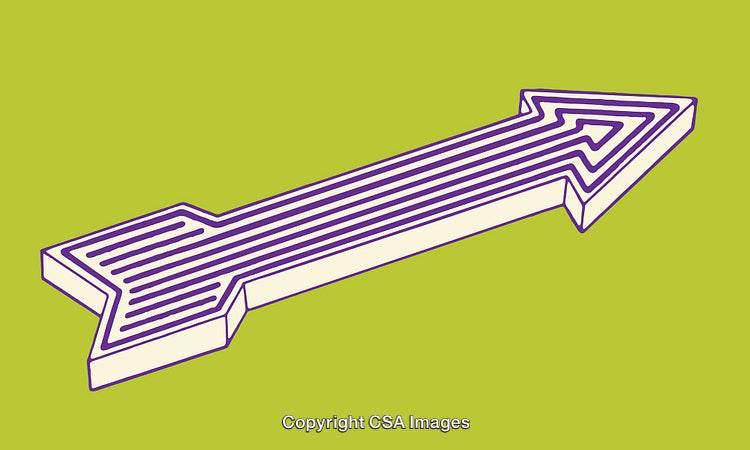 Stylized Purple Arrow Illustration on Green Background