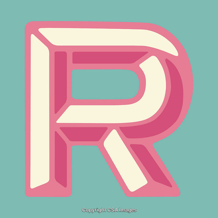 Stylized Letter R Design Featuring Bold Colors and Retro Aesthetic