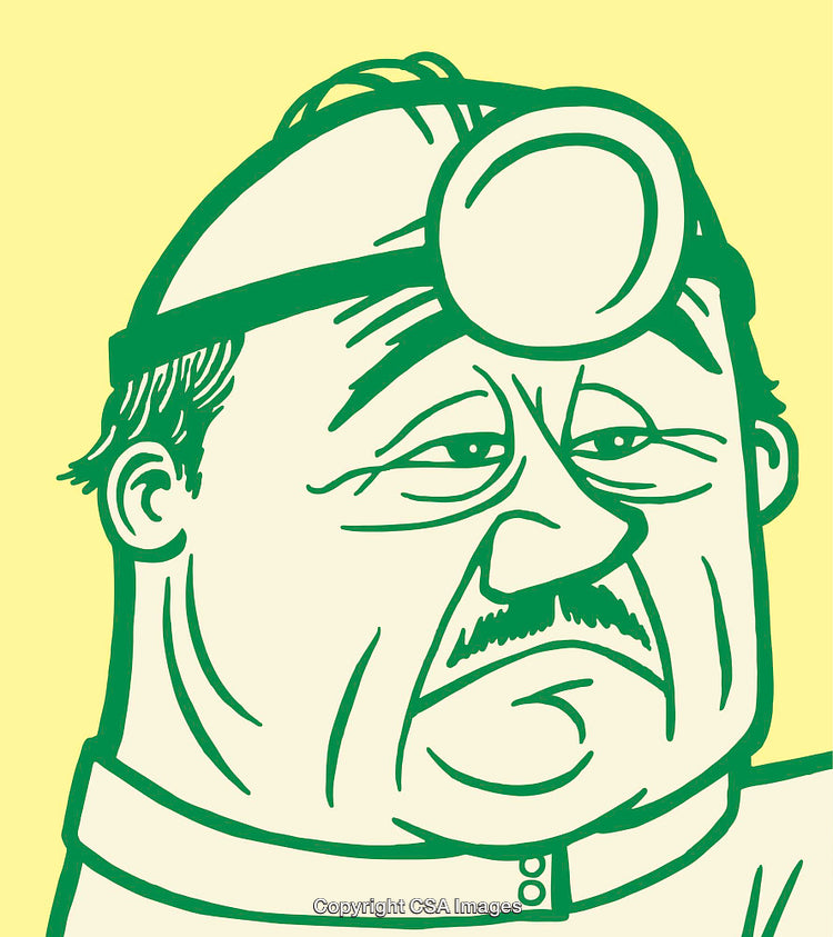 Vector Illustration of a Doctor Wearing a Medical Reflector Headband