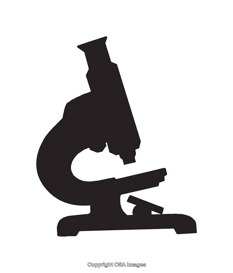 Silhouette of a Microscope in Black on a White Background
