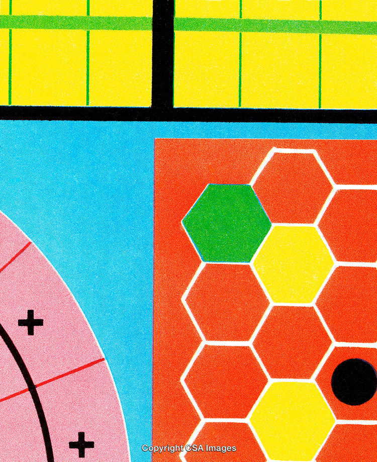 Colorful Abstract Illustration with Geometric Shapes and Bright Patterns