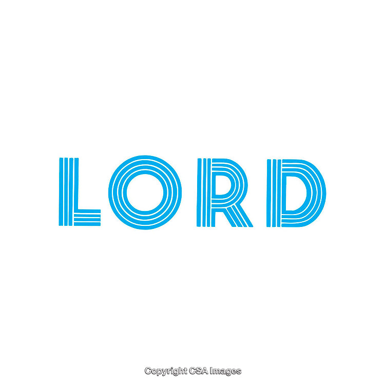 Blue Stylized Typography of the Word 'LORD' on White Background