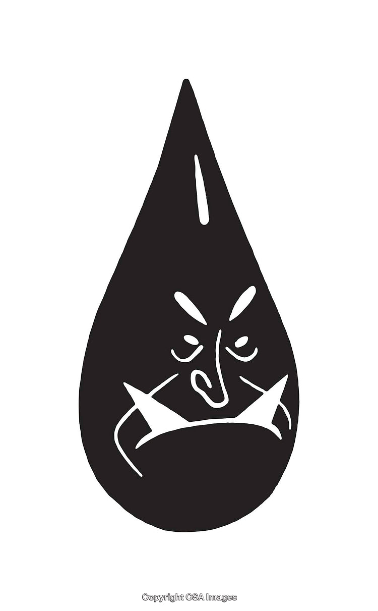 Abstract Black and White Illustration of a Grim Face in Teardrop Form