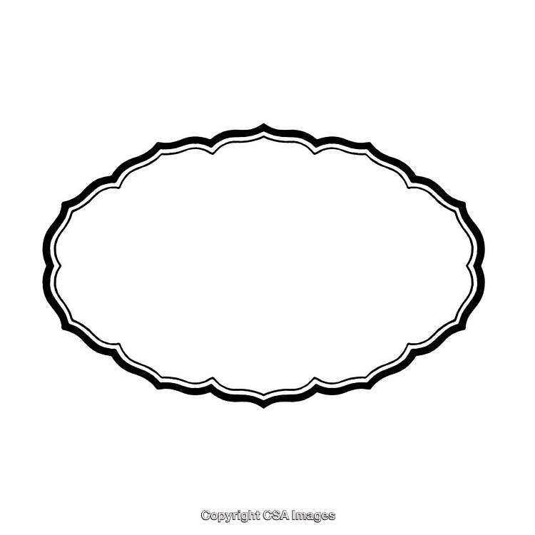 Elegant Black and White Oval Border Design with Ornate Edges