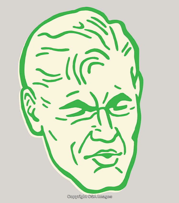 Colorful Line Art Illustration of a Thoughtful Face Sketch