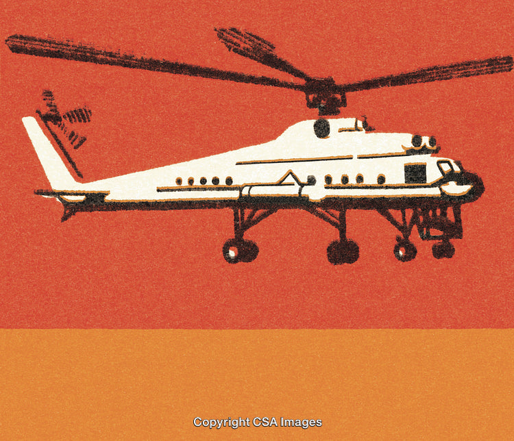 Vintage Illustration of Helicopter on Retro Styled Background