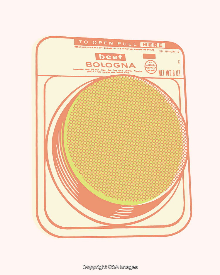 Color Line Art Illustration of Packaged Beef Bologna