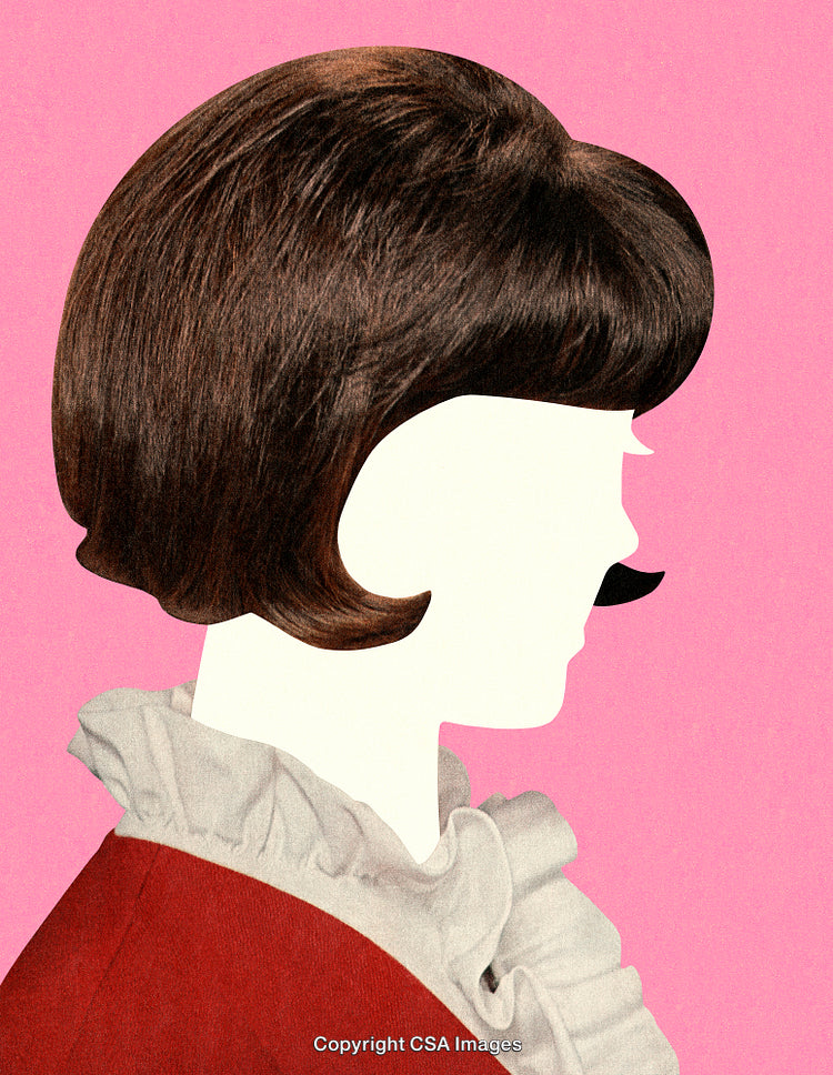 Vintage Portrait Silhouette On Stylish Pink Background