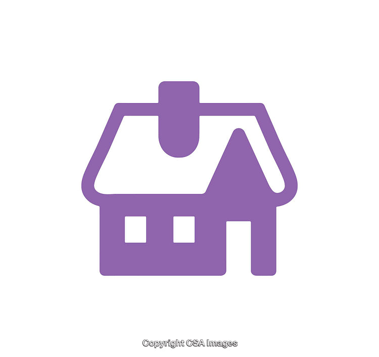 Minimalistic Purple House Icon with Modern Design Elements