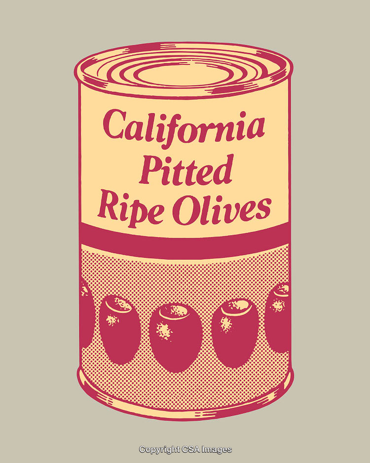 Vintage Line Art of Label for California Pitted Ripe Olives
