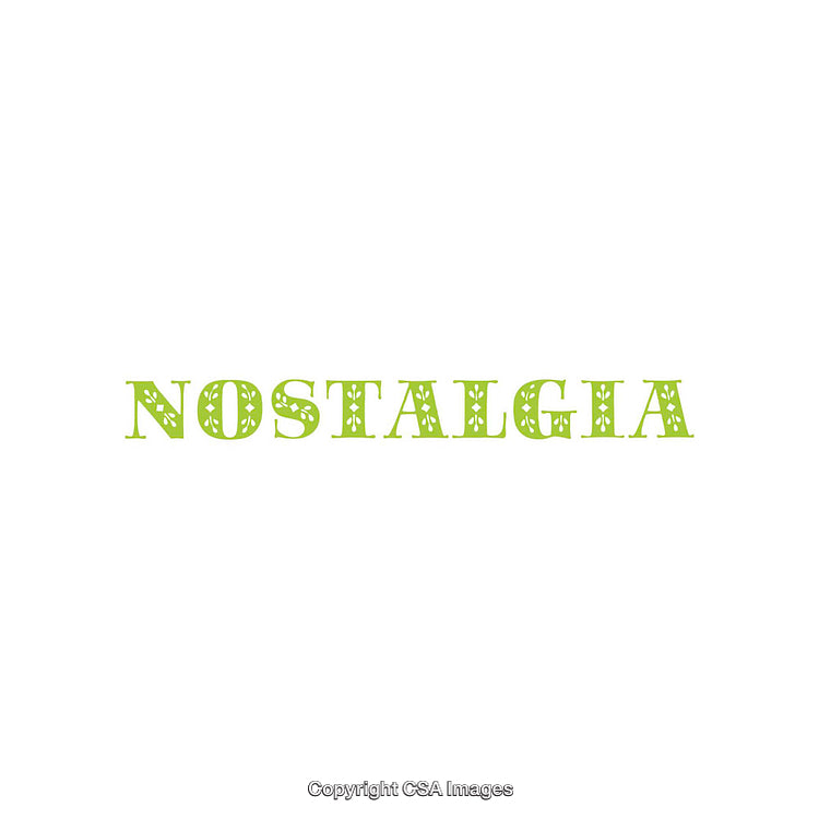 Vintage Green Text Reading Nostalgia With A Decorative Patterned Design
