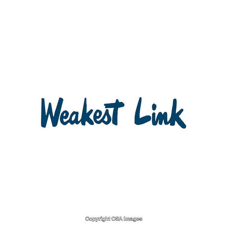 Bold Scripted Text Displaying the Phrase 'Weakest Link' in Blue Stylized Font