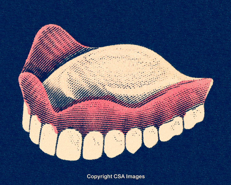 Colorful Vintage Illustration of Teeth and Lips in a Classic Style