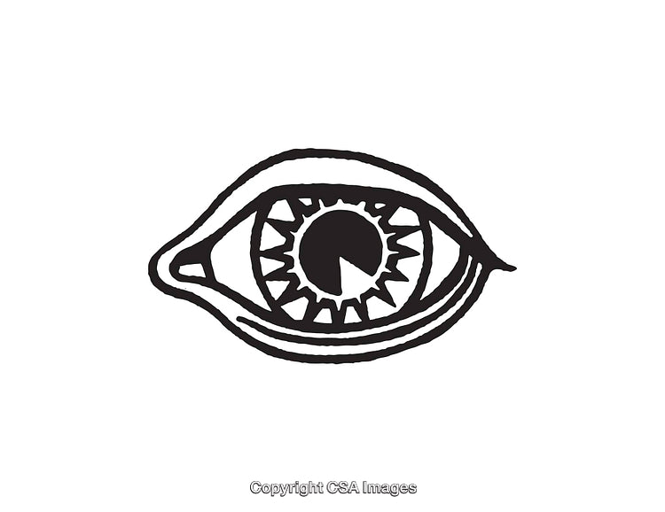 Black and White Hand-Drawn Eye Line Art Illustration