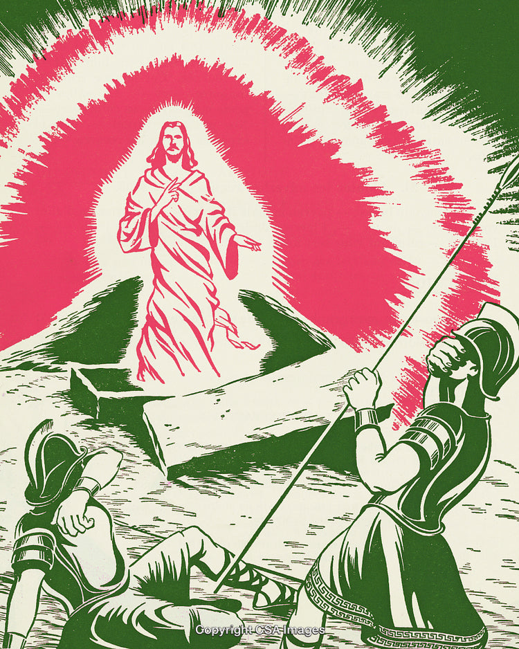Luminous Resurrection Scene with Soldiers and Divine Jesus