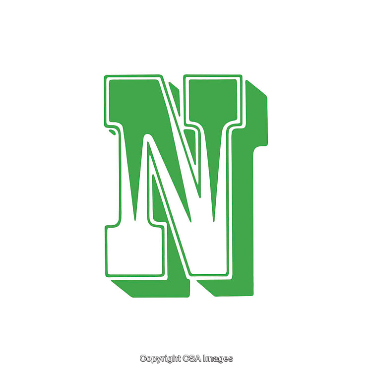 Stylized Green Letter N with White Transparent Center Design