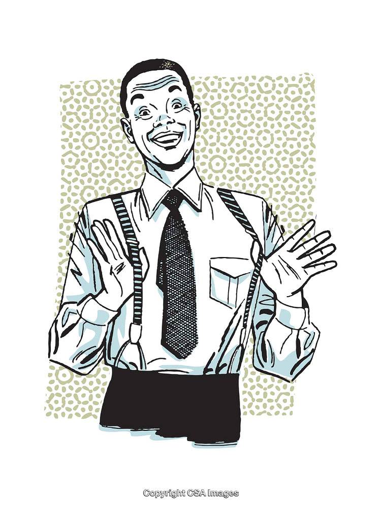 Vibrant Illustration of a Cheerful Man in a Professional Attire
