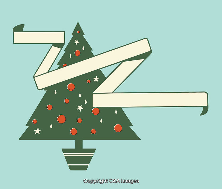 Colorful Line Art Illustration of a Festive Christmas Tree With Decorations