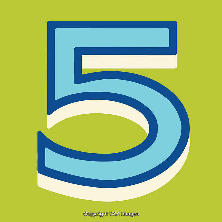 Stylized Number Five on Vivid Green Background in Bold Design