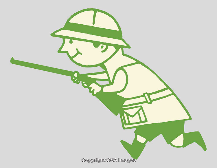Vintage Illustration of Adventure Enthusiast Dressed as a Jungle Explorer
