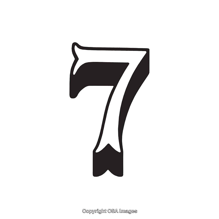 Stylized Number Seven in Bold Black and White Design
