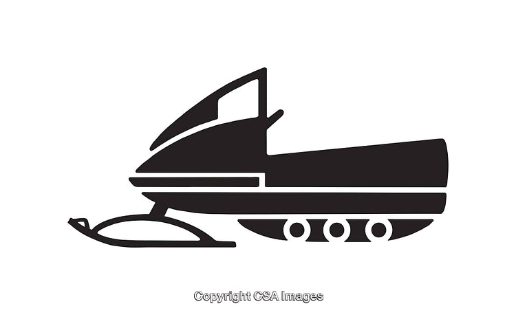 Black and White Line Art Illustration of a Snowmobile Icon