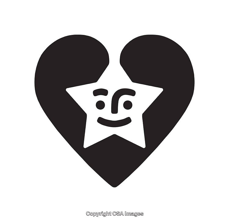 Heart and Star Icon with a Smiling Face Design
