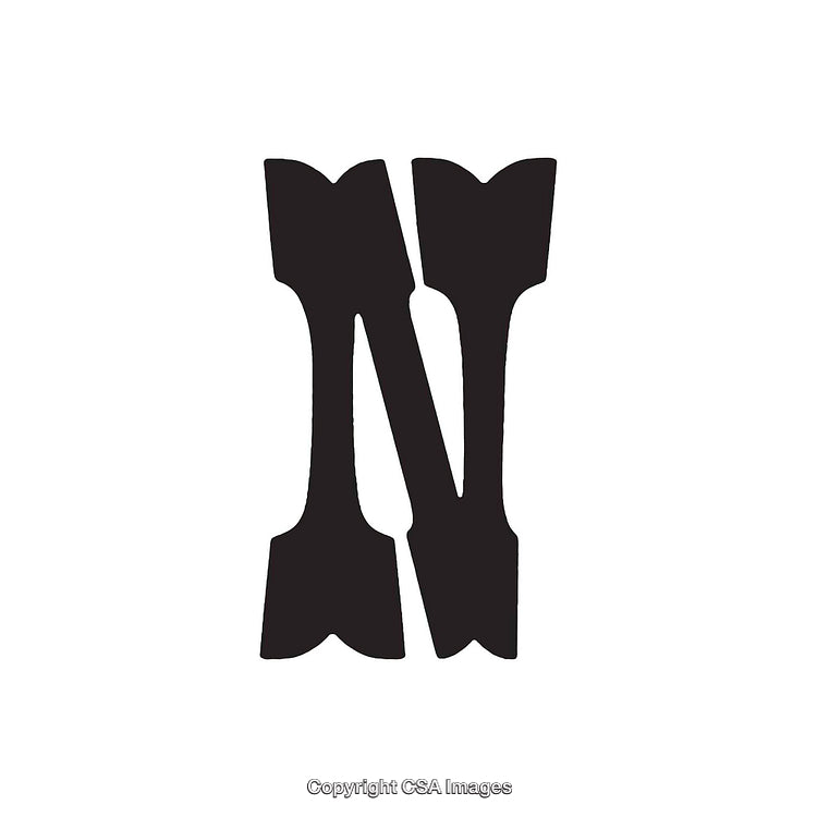 Decorative Letter N in Black on a White Background