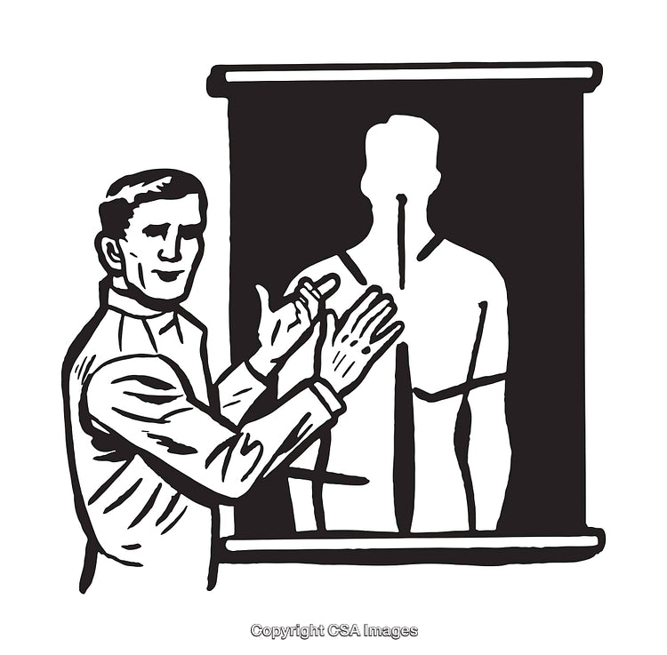 Medical Illustration of Anatomy Lesson With Examiner and Model