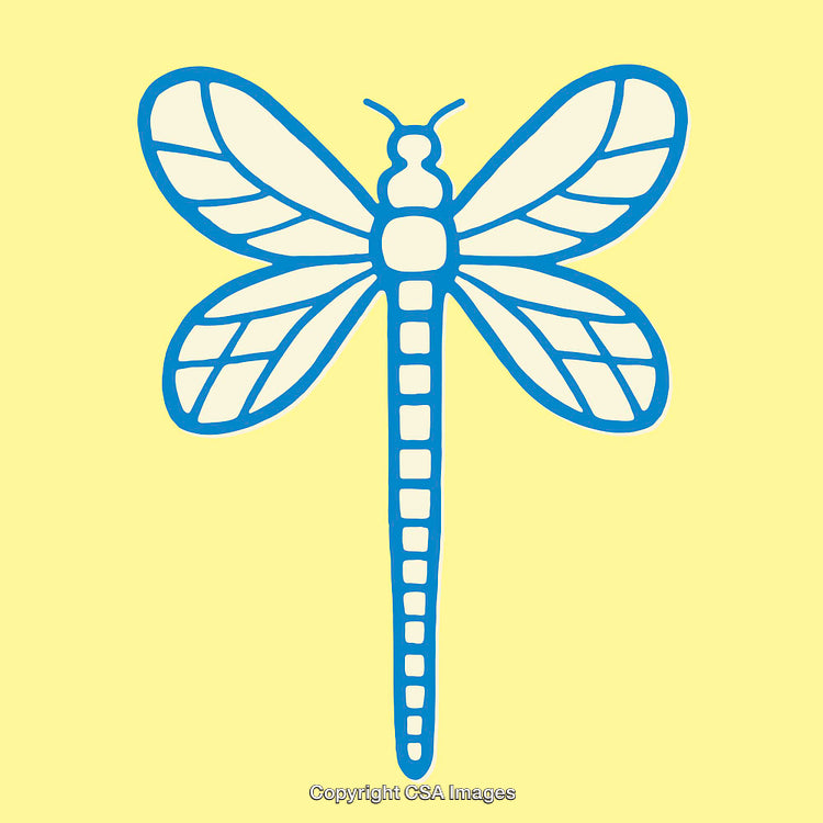 Colorful Dragonfly Line Art Illustration on a Soft Yellow Background