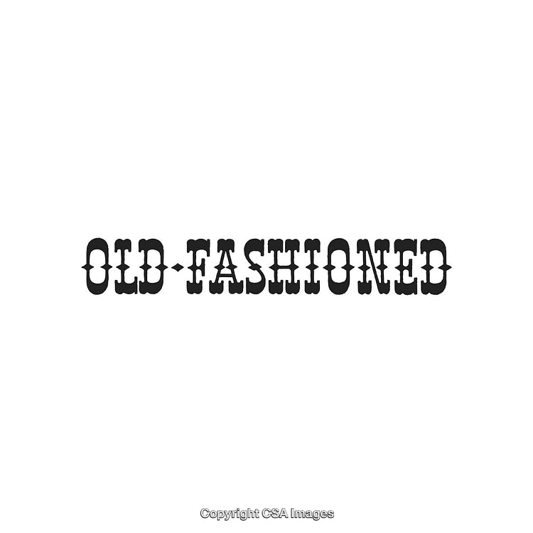 Vintage Typography Design with the Words Old Fashioned in Black Text