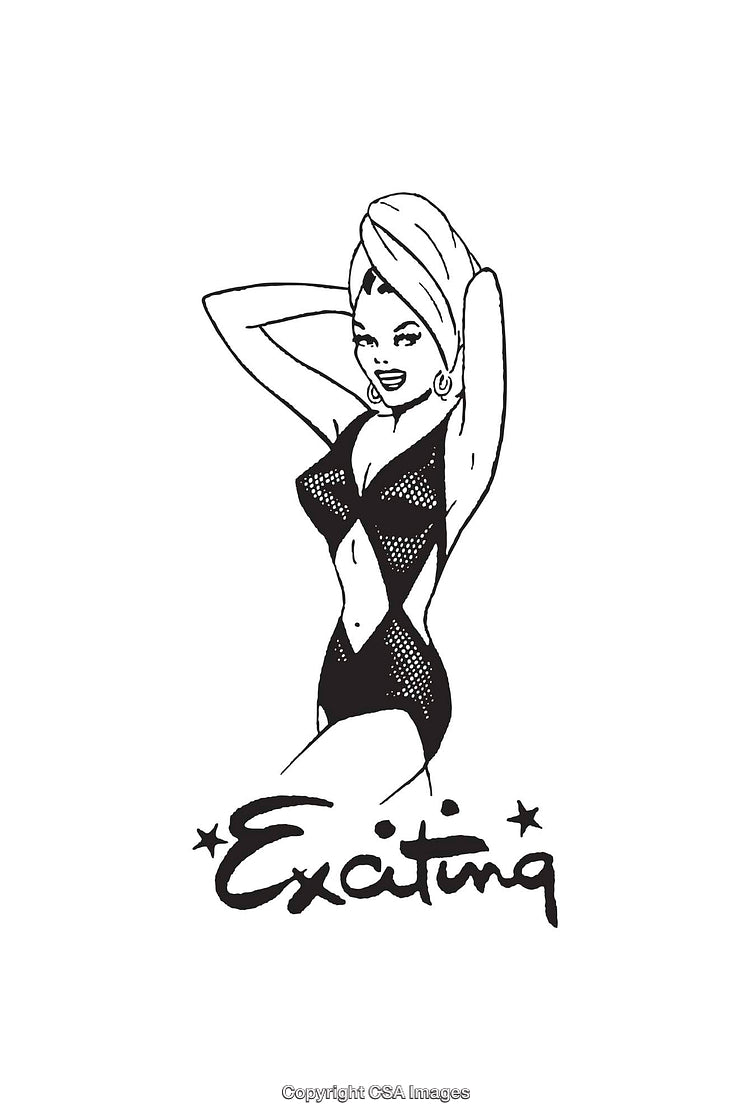 Retro Pin-Up Style Woman Illustration With Exciting Text Design