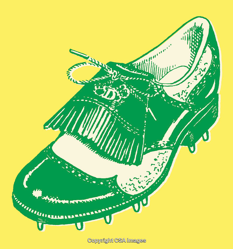 Green Retro Shoe Illustration on Bold Yellow Background