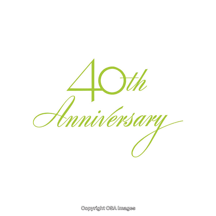 Elegant 40th Anniversary Design with Green Script on White Background
