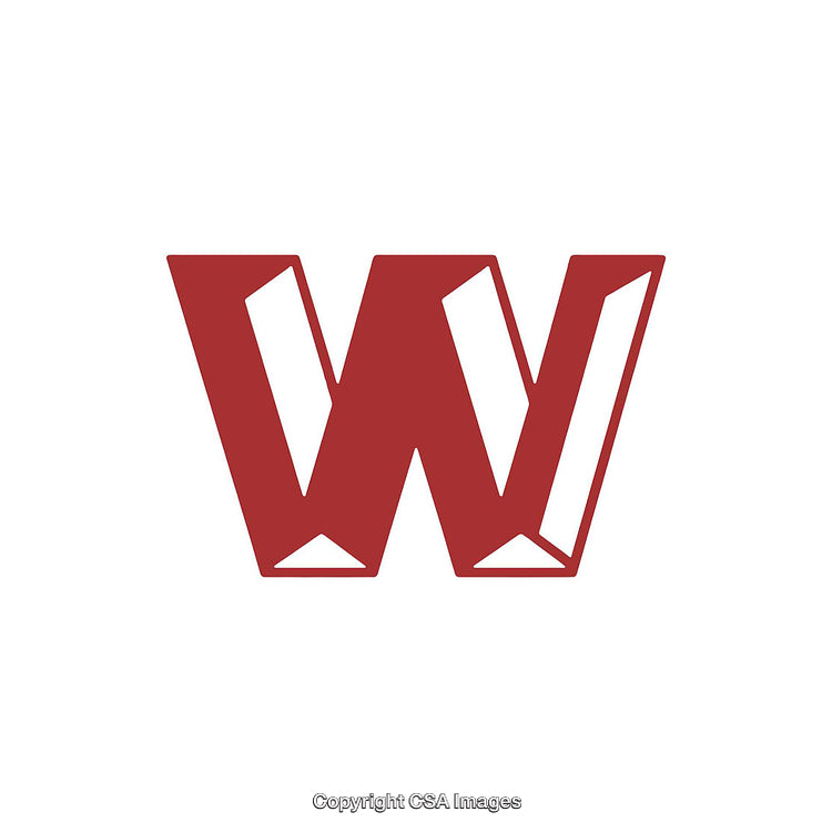 Bold Red Letter W with Stylish Geometric Design