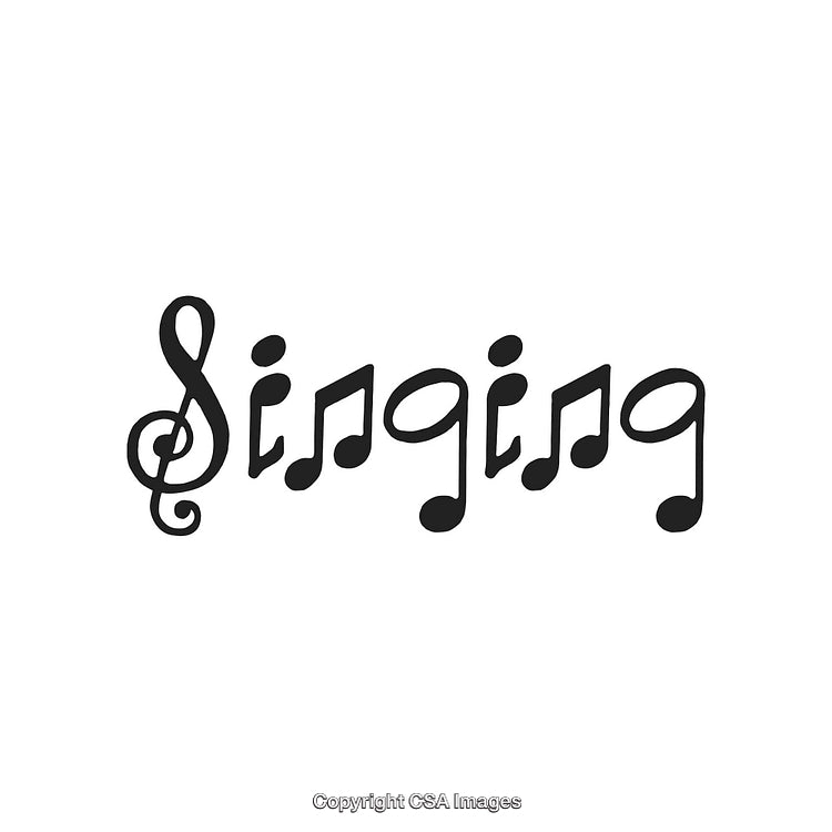 Illustration of the Word Singing with Music Notes Design