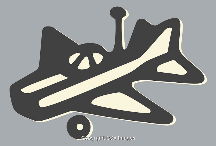 Stylized Line Art Illustration of an Airplane with Retro Design Aesthetics