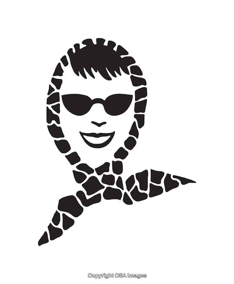 Stylized Black and White Illustration of a Smiling Face With Glasses
