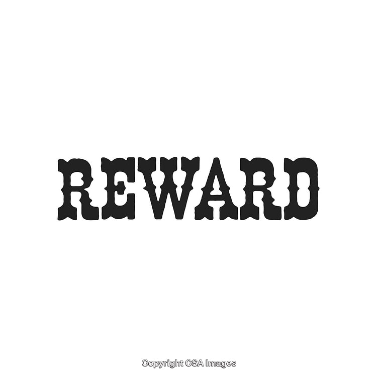 Vintage Reward Text With Western Style Typography on White Background