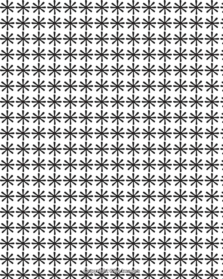 Seamless Black and White Pattern of Repeating Starburst Shapes