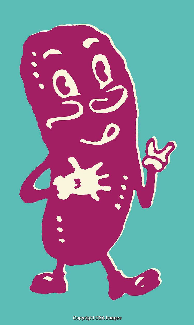 Playful Cartoon Character Illustration on a Minimal Teal Background
