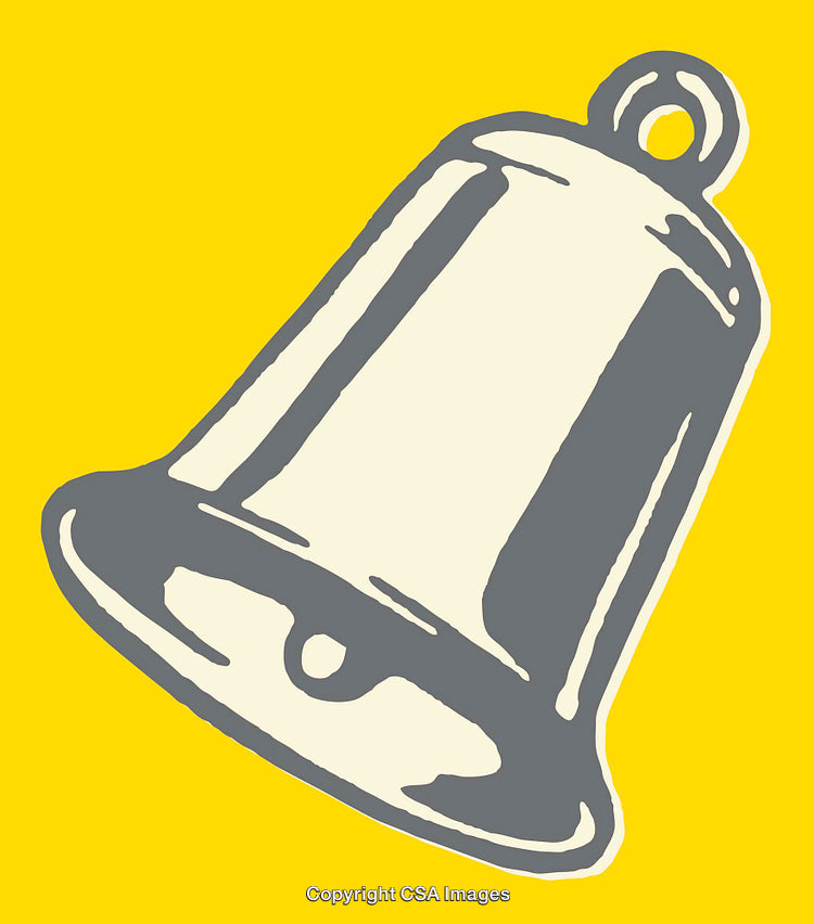Stylized Bell Illustration with a Yellow Background in Minimalist Design